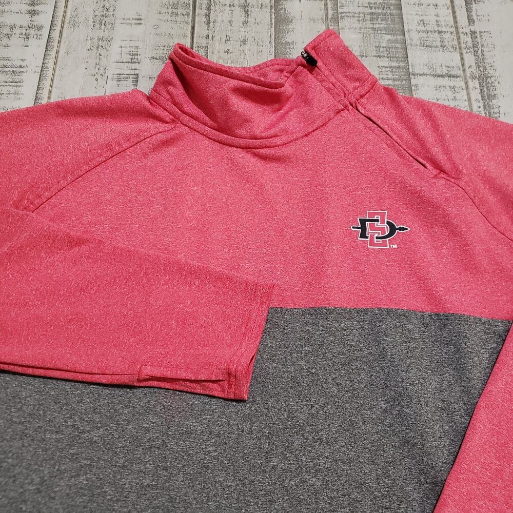 SDSU Aztecs Sweatshirt Womens Large 12/14 Colorblock Pullover Sweater Mock Neck